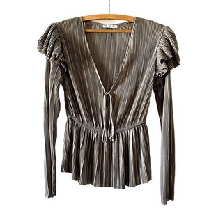 Zara Long Sleeve Ruffled Pleated Blouse Size S